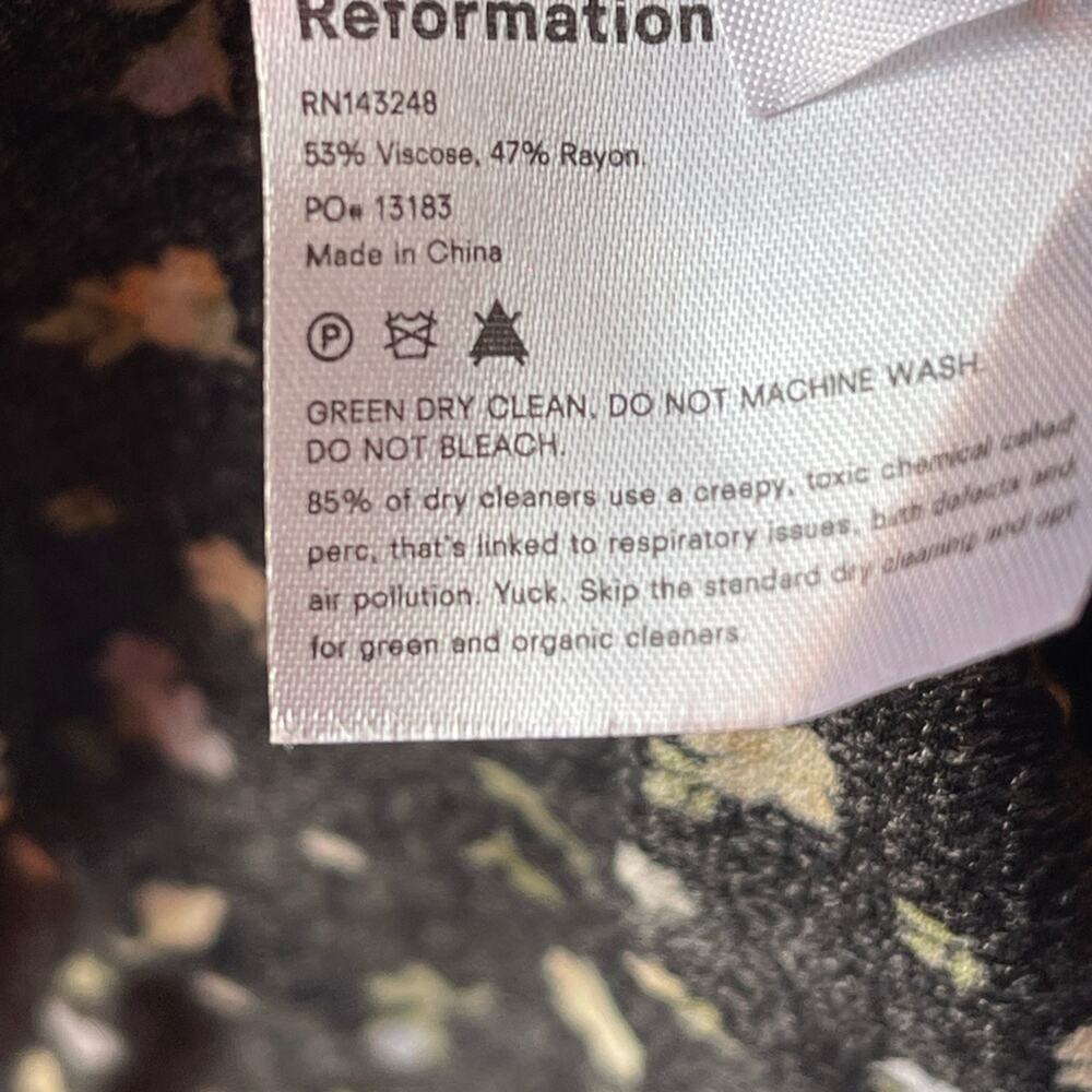 REFORMATION Crimini Slip Dress Posie Floral Print Black Size 6 NWT - Picture 10 of 10